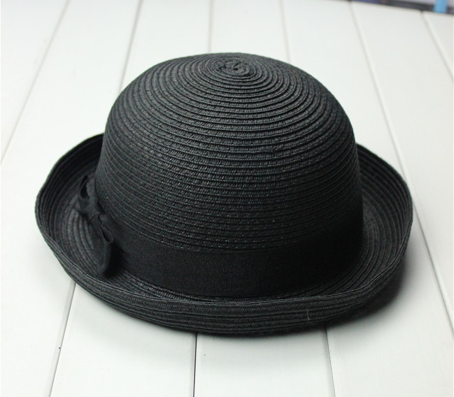Hat Female Summer New Korean Style Curl Sun Shade Straw Hat Flanging Cute Dome Straw Hat Men's Fashion Beach Hat