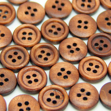 纽扣扣子专卖天然木头扣木质钮扣细边四眼手缝色咖啡色服装配件
