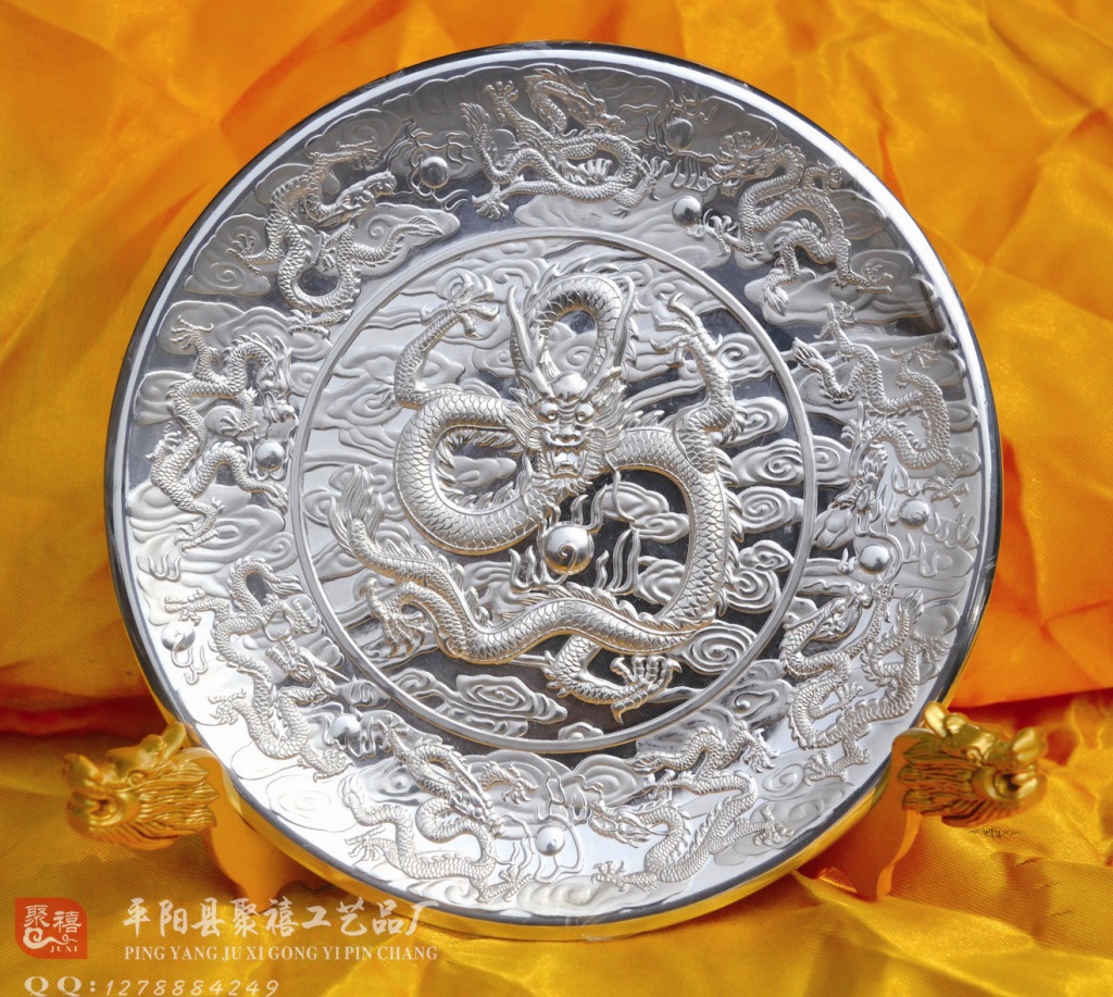 厂家直销:纯银摆件,纯银银盘,银盘定制,高档公司礼品定制