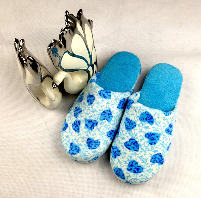 树叶花棉拖鞋,室内家居地板拖鞋,订做