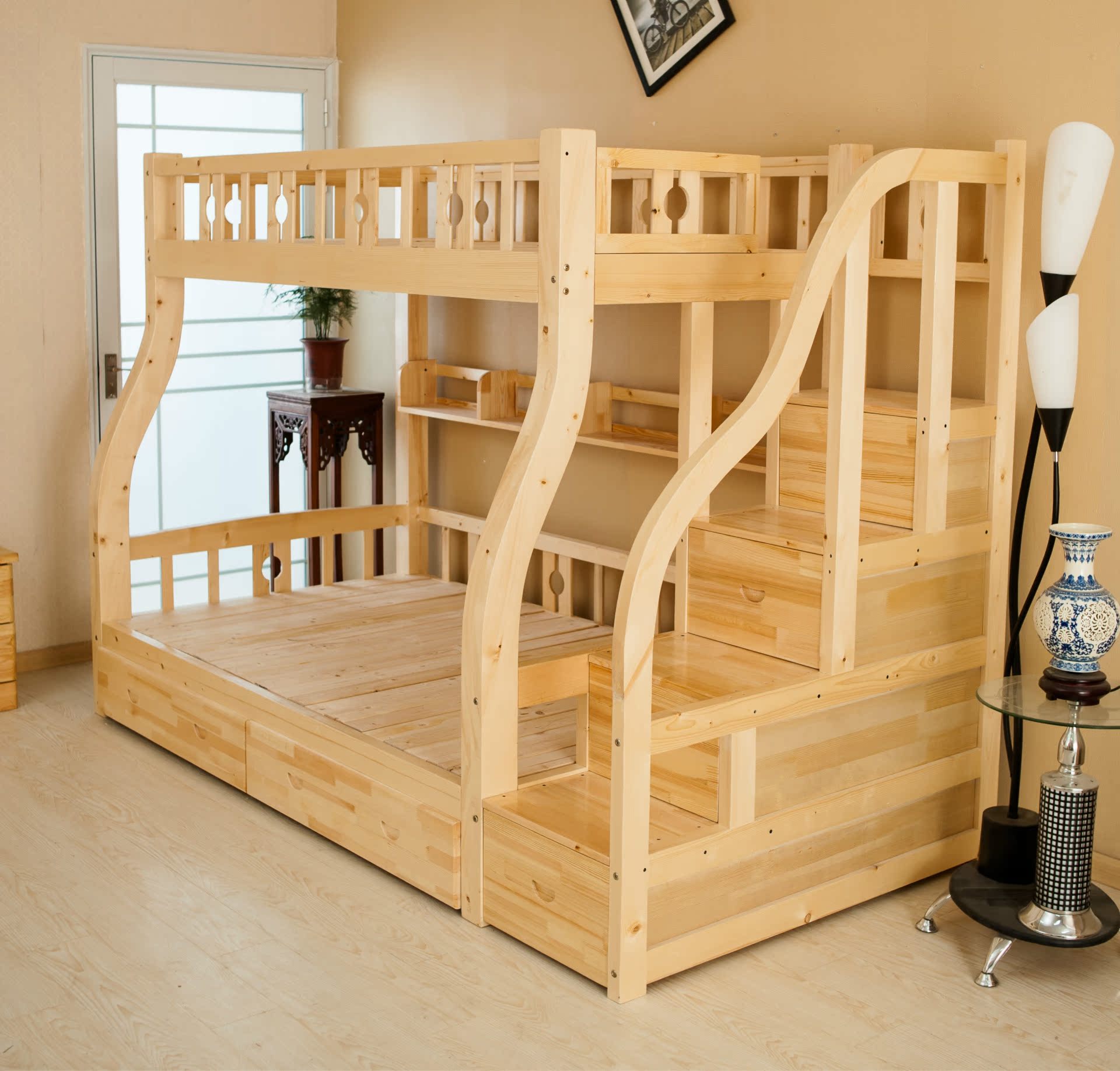 实木成人高低床子母床上下铺宿舍床高架母子床儿童床双层床松木床