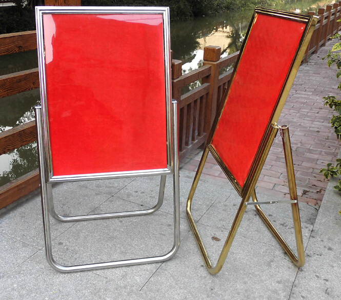 不锈钢水牌银色折叠告示牌店铺海报架酒楼新菜展示量大订制厂家