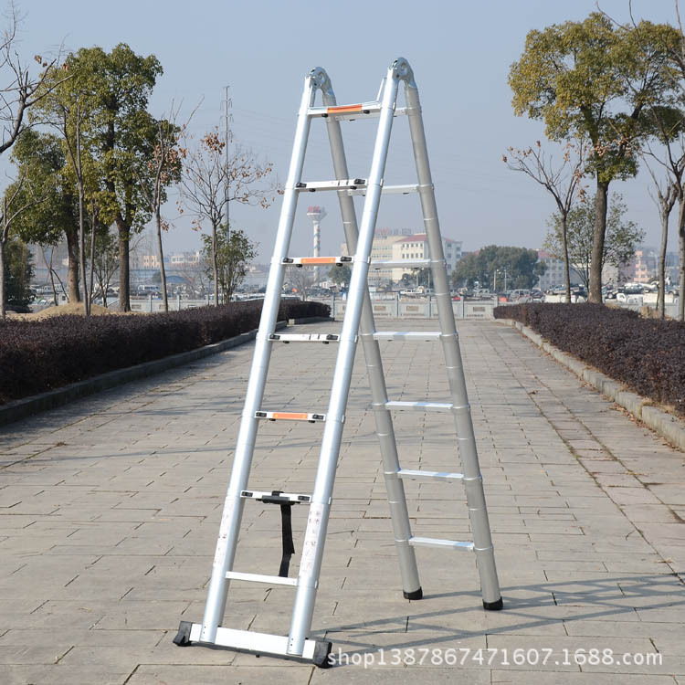 铝合金楼梯_全铝伸缩梯子人字梯2.8直梯5.6米