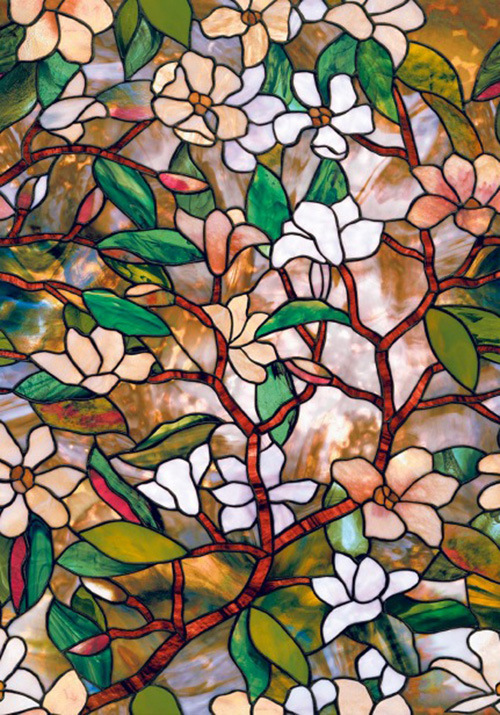 亚马逊爆款玉兰花印花美田国窗贴田园风格艺术彩绘玻璃贴浴室窗纸