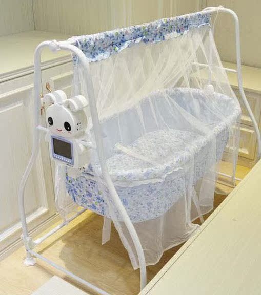 厂家直销智能语音摇床 婴儿摇篮 带蚊帐婴儿床 婴儿铁摇床 摇摇篮 - 