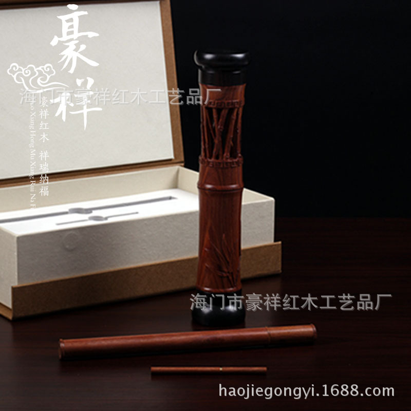非洲酸枝嵌紫光檀竹节立香炉三件套礼盒套装 红木礼品香具-阿里巴巴