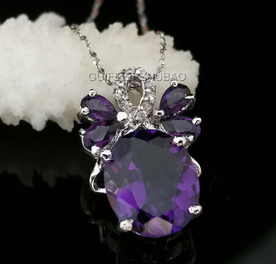 d301贵菲尔珠宝 925银紫水晶吊坠