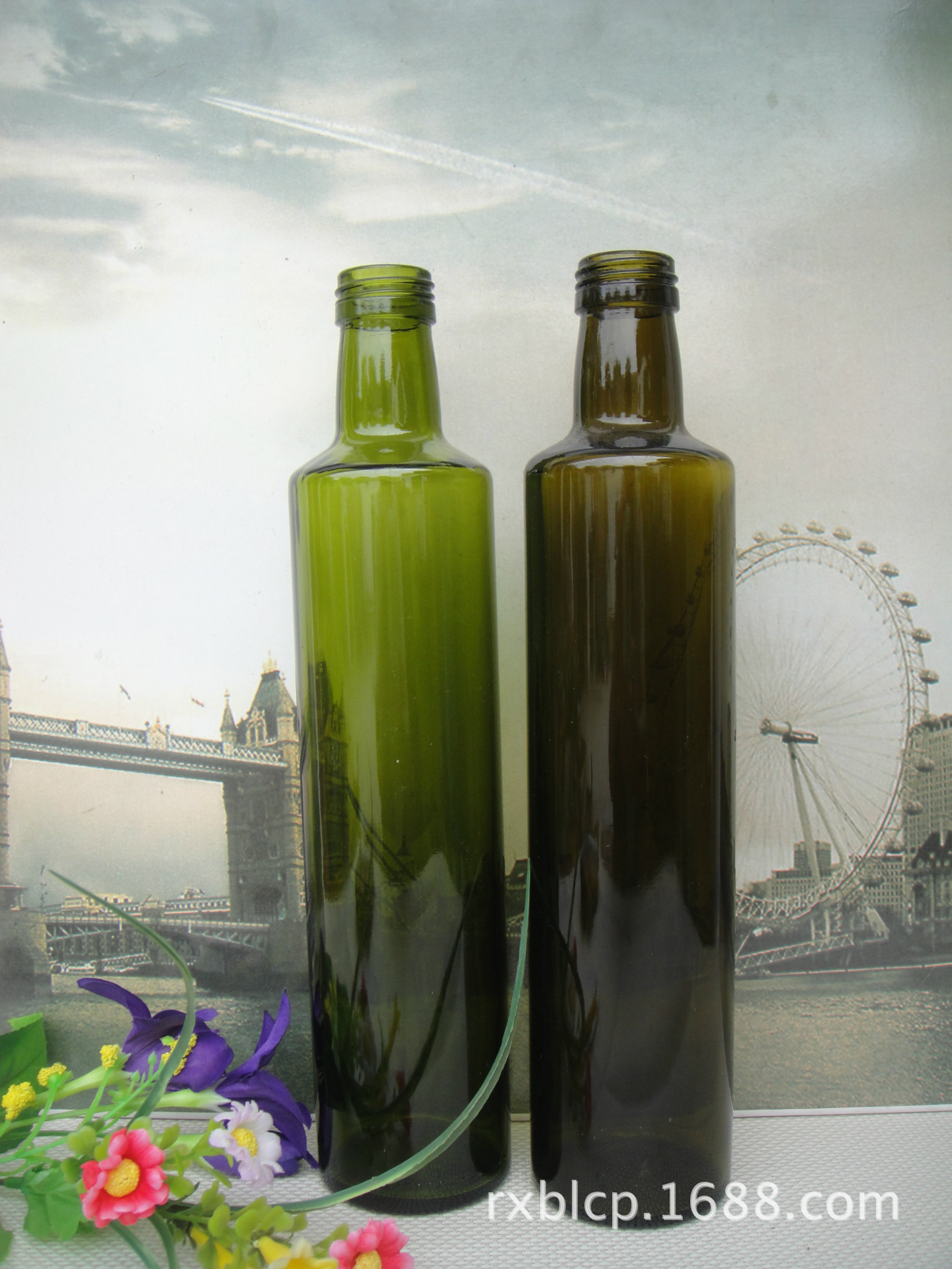 厂家直销圆形墨绿色橄榄油瓶250ml500ml750ml山.