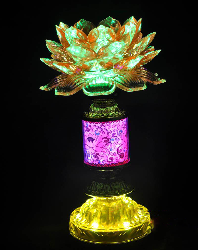 佛教用品 七彩led莲花灯 佛供灯 佛前灯 供佛长明灯 念.