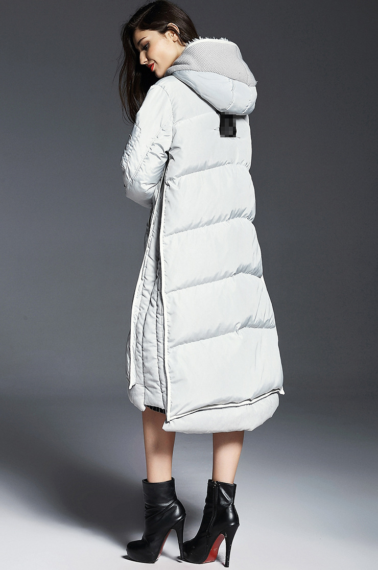冬季欧美新款羽绒服外套 白鸭绒直筒型保暖加长款过膝羽绒服905178
