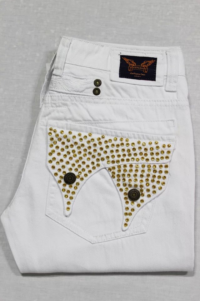 外贸潮牌罗宾牛仔裤男款 robin jeans镶钻大码牛仔裤 直筒裤男装