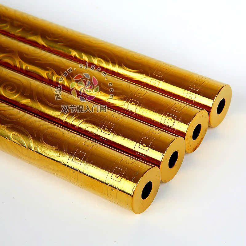 一件代发 桃花岛金色防滑浮雕不锈钢双节棍表演双截棍实战二节棍