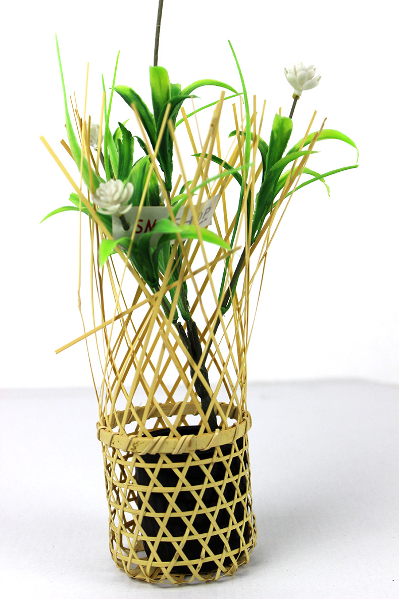 手工竹编插花器 高档竹制工艺品家居摆饰日式茶道插花篮厂家直销