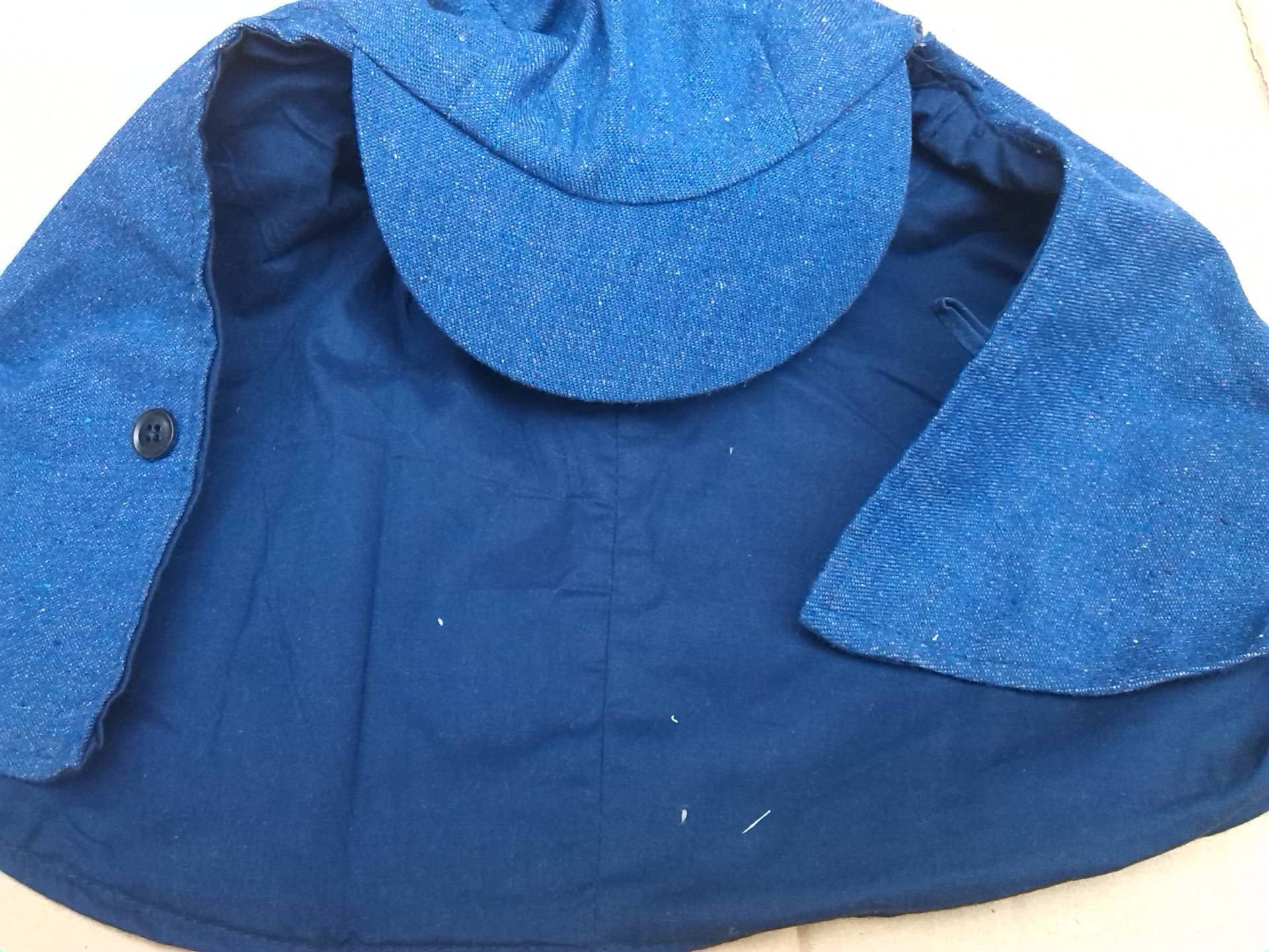 劳动布防尘帽,披肩帽,里布纯棉制作,厂家直销,低价处理