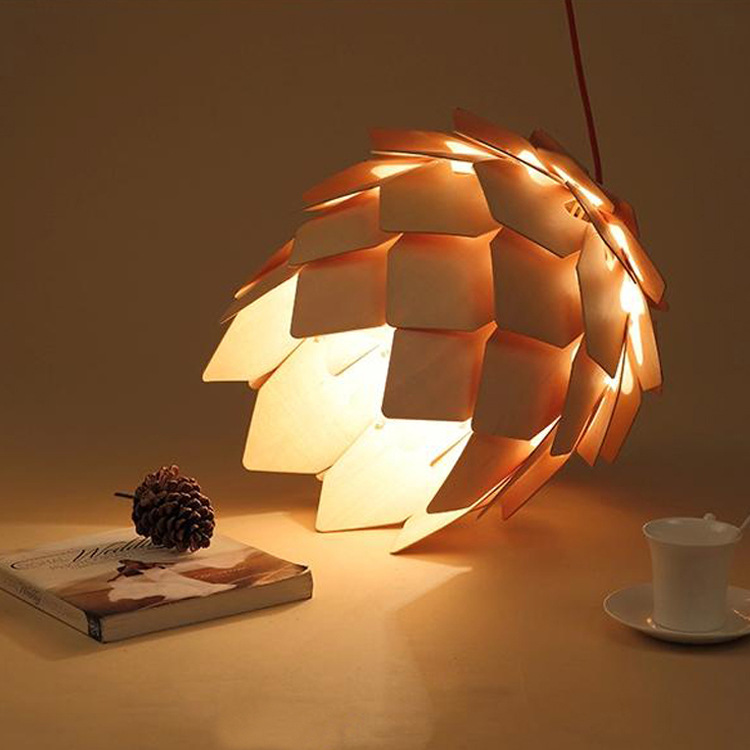 现代简约原木松果灯个性创意设计师的灯餐厅客厅卧室实木艺术吊灯