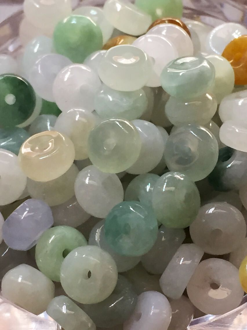 纯天然翡翠散珠玉佛珠3x5mm 缅甸进口佛珠饰品批发