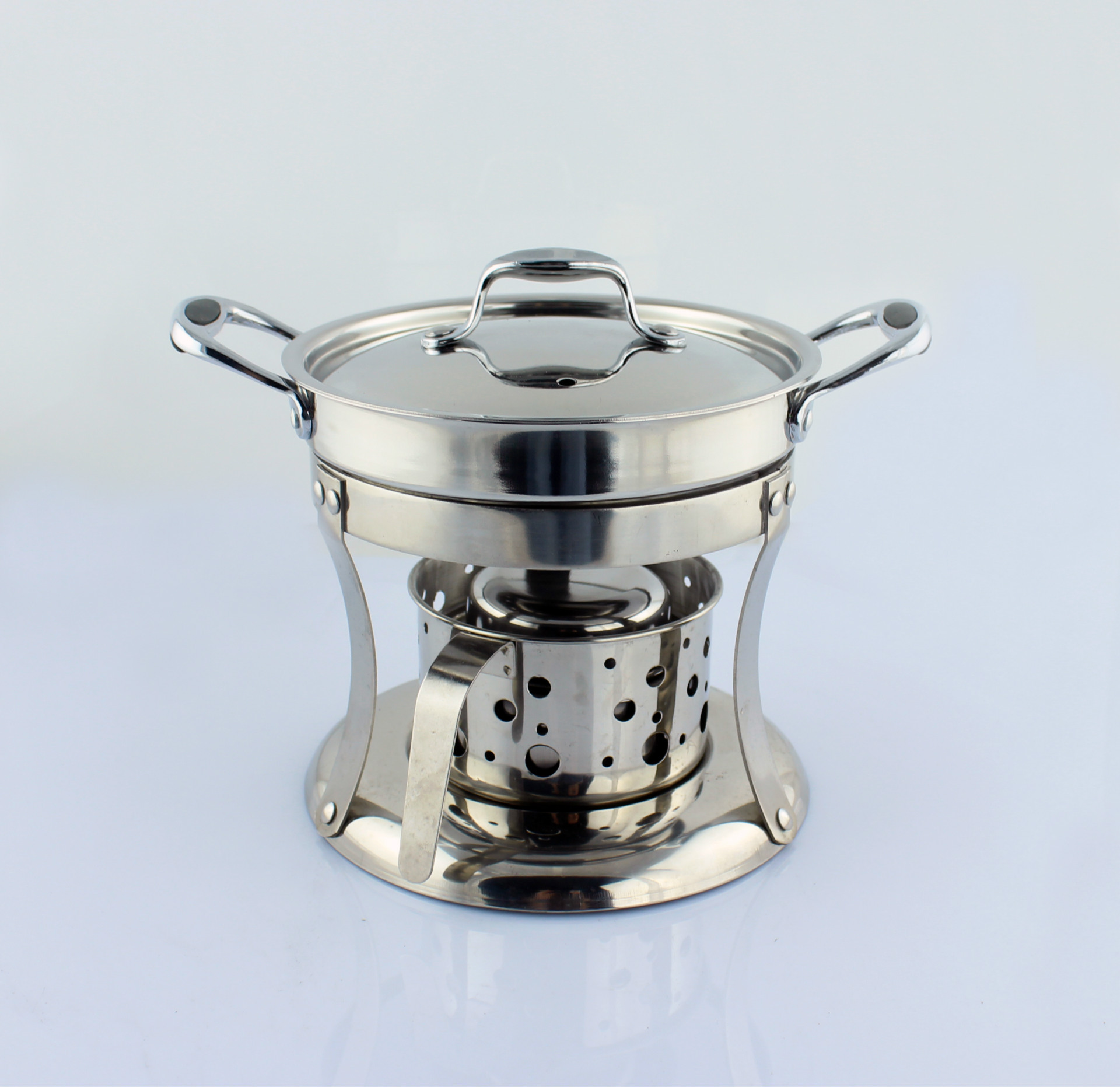 无磁不锈钢豪华炉 液体酒精炉小火锅 豪华新款自助餐炉