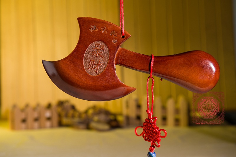 桃木轩6号桃木斧子 高档婚房摆件装饰品 结婚镇宅聚财创意工艺品