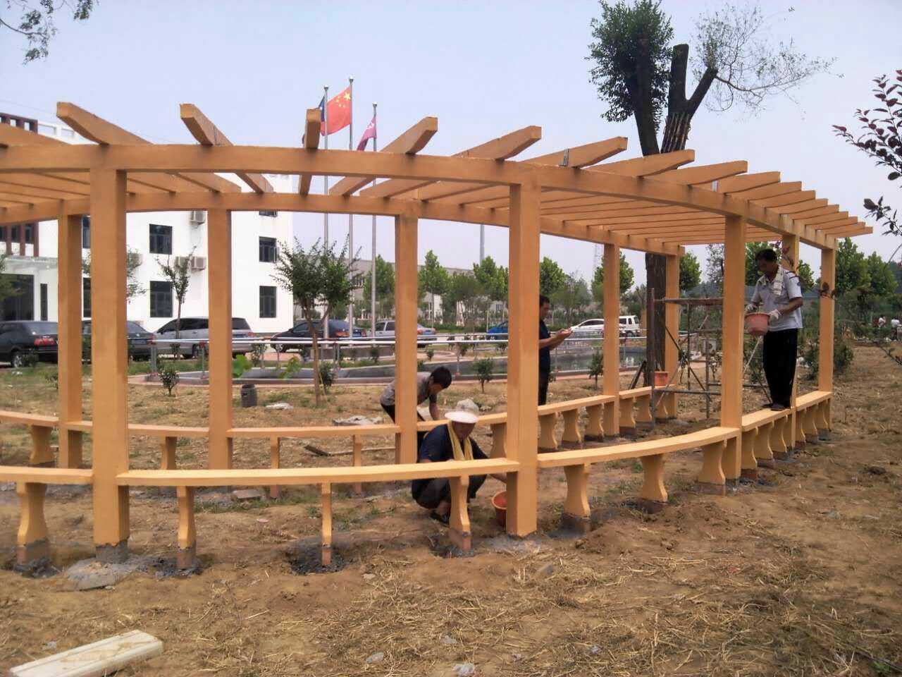 厂家供应水泥仿木户外花架多层坚固美观价格便宜花架葡萄架