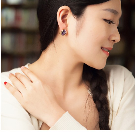 205-3随变饰品时尚镶锆石耳扣女百搭耳饰元宝新款耳环韩版饰品