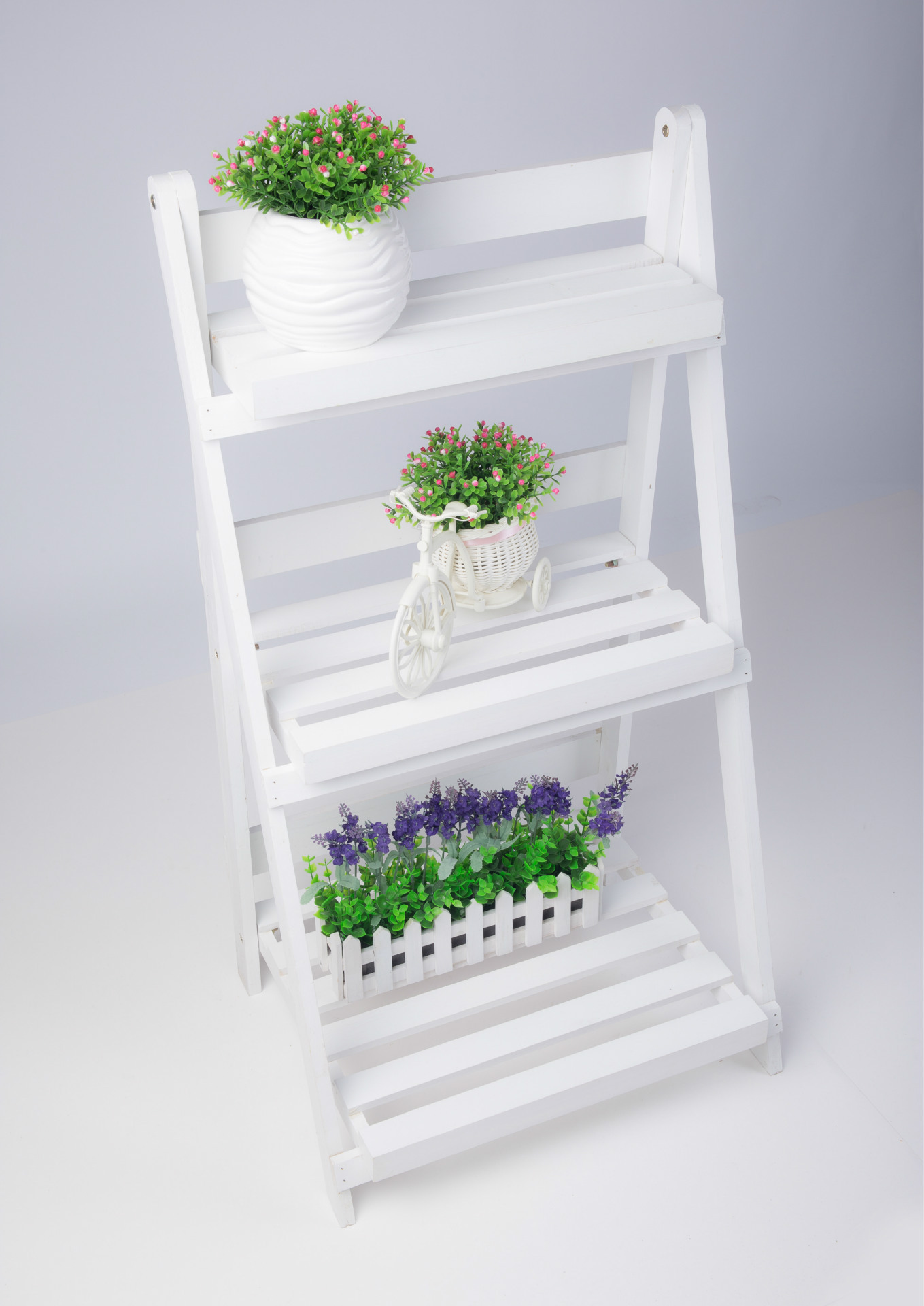 花架实木木质多层花架子木制阶梯白色室内阳台花盆架