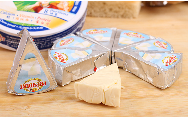 总统牌加工奶酪140g 奶油芝士 即食奶酪片(8块装) 零食