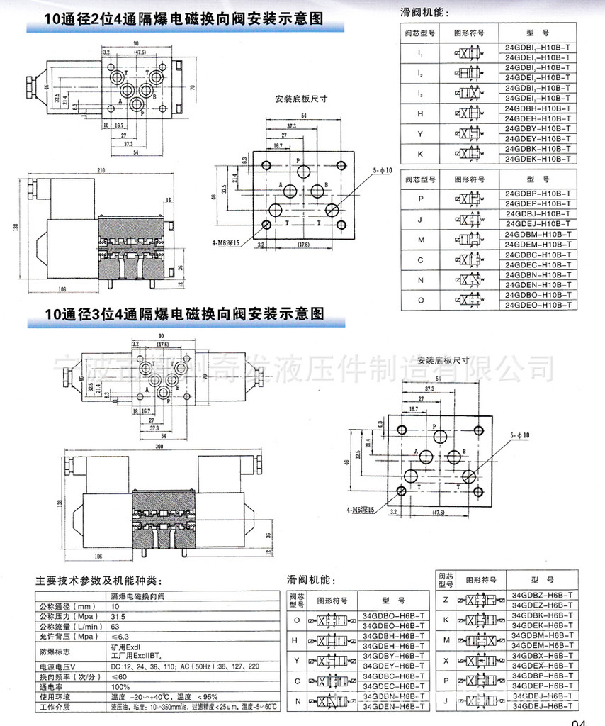 专业提供 10通径 隔爆电磁换向阀 3位4通 液压阀 价格合理