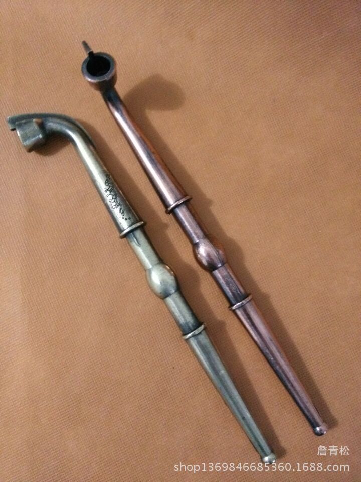 锌合金855烟斗长杆老旱烟 烟袋锅老式烟锅子烟枪烟丝旱烟袋