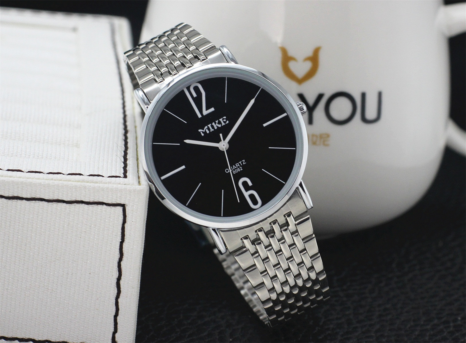 米可手表女超薄防水男表时尚潮流款钢带情侣一对表男士石英表