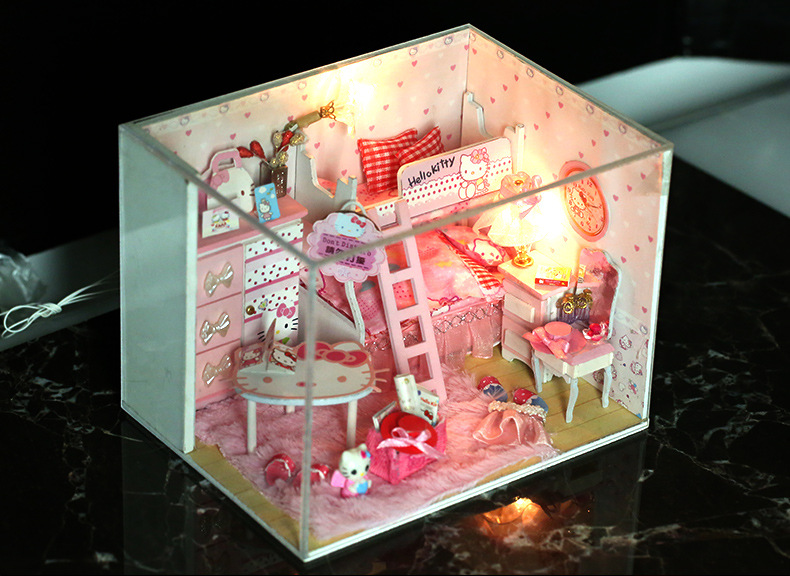 手工diy小屋kitty公主拼装小房子模型送女孩子创意生日礼物情人节