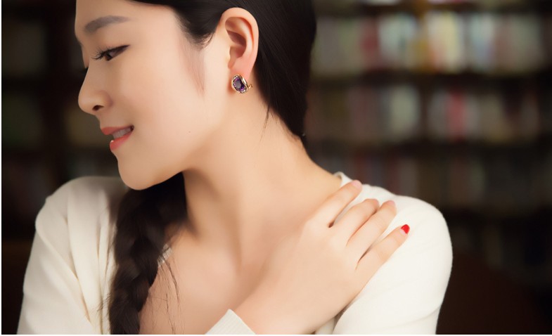 205-3随变饰品时尚镶锆石耳扣女百搭耳饰元宝新款耳环韩版饰品