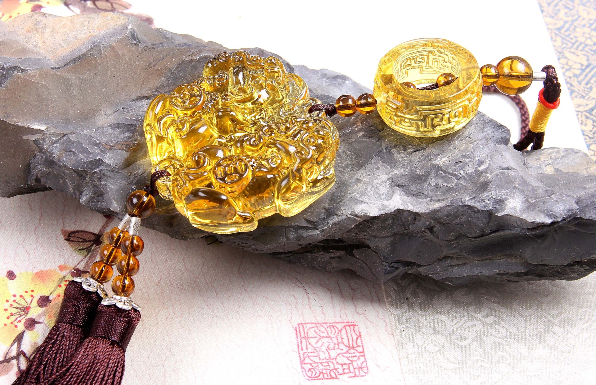 汽车挂件批发 双貔貅琉璃汽车挂饰艺术创意车内装饰用品厂家直销