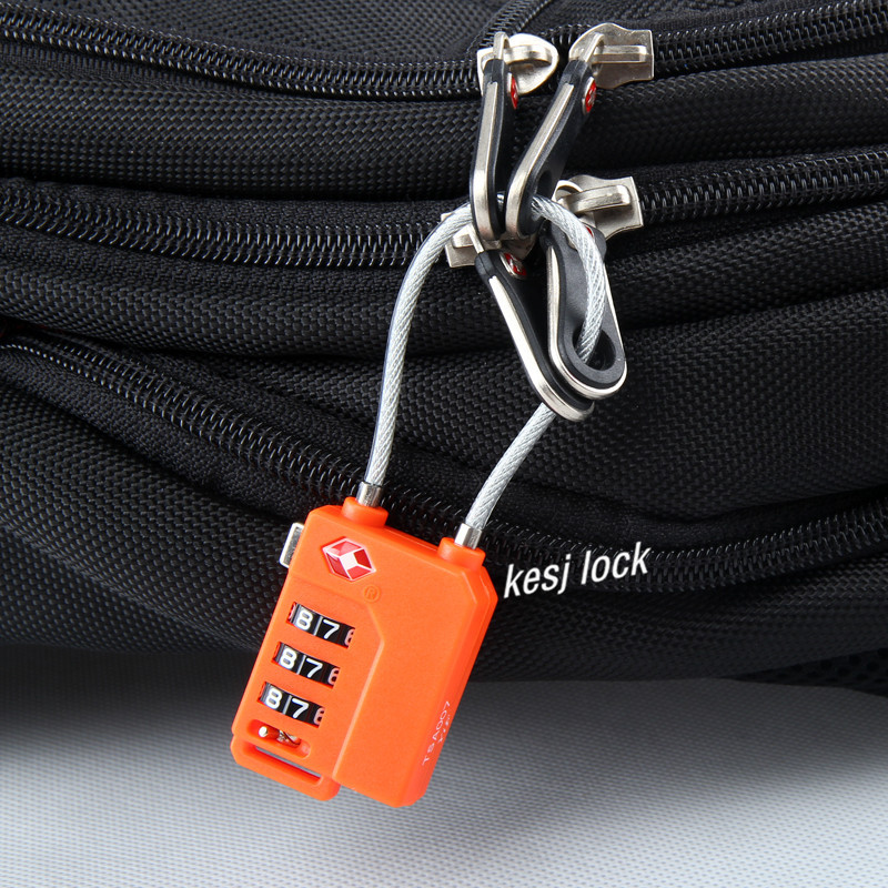 tsa海关锁 密码锁 迷你钢丝绳 行李箱笔记本包海关挂锁 tsa21100