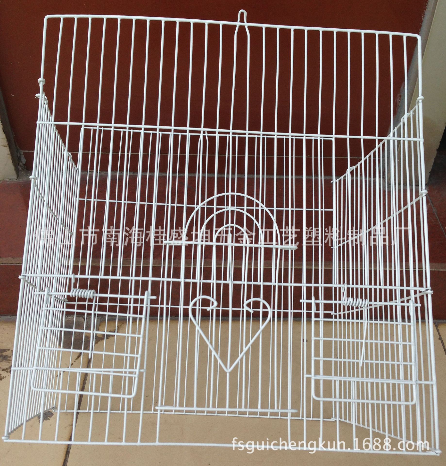 桂盛坤a234小号鸟笼铁丝金属外挂杯平顶弹簧门厂家直销画眉小鹦鹉