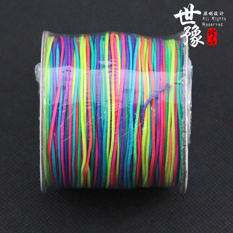 七彩包芯弹力线 进口五彩色佛珠线 包芯 1.0 手工串穿珠线