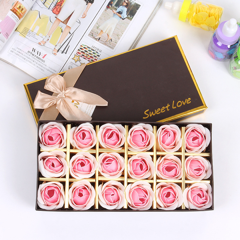 玫瑰香皂花礼盒情人节创意礼品sweetlove仿真香皂花礼盒厂家直销
