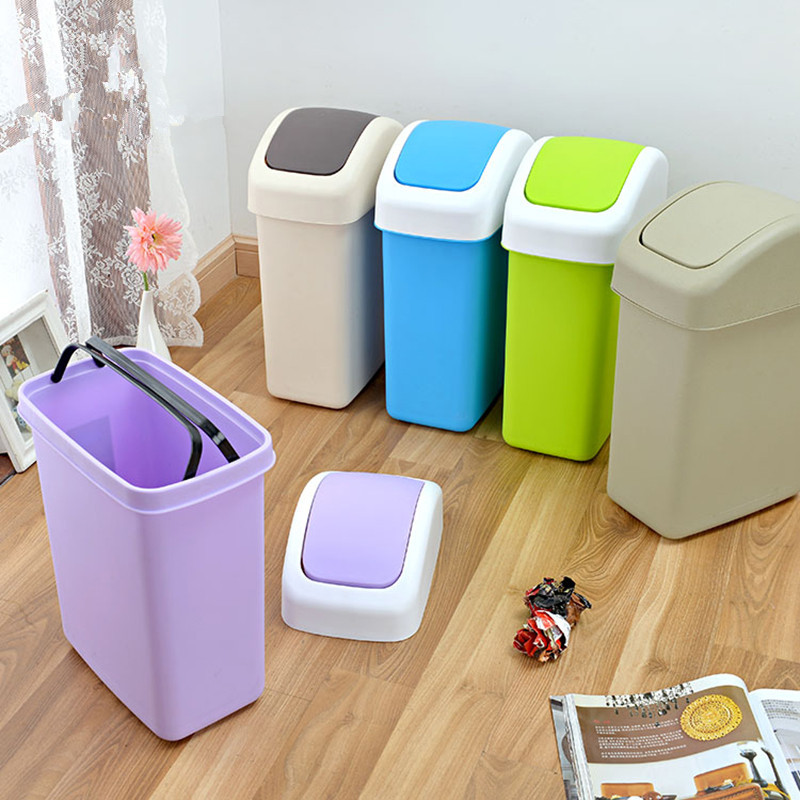 日韩厕所垃圾桶家用有盖摇盖卫生间翻盖垃圾筒带盖厨房客厅10l