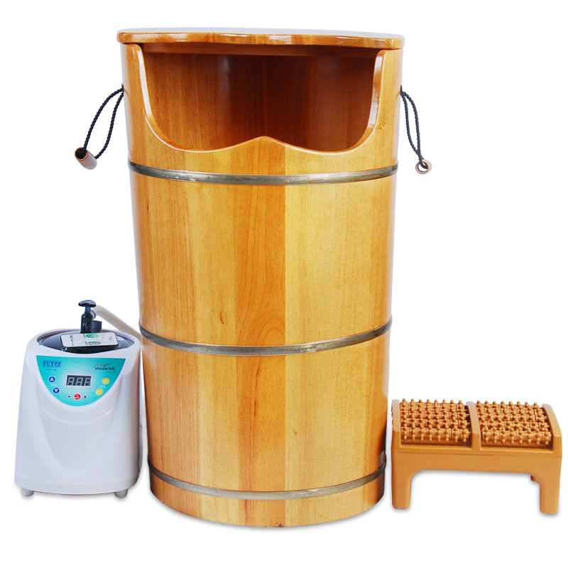 aa11-70cm高安怡堂橡木带盖带机熏蒸桶 桑拿汗蒸蒸汽桶泡腿木桶