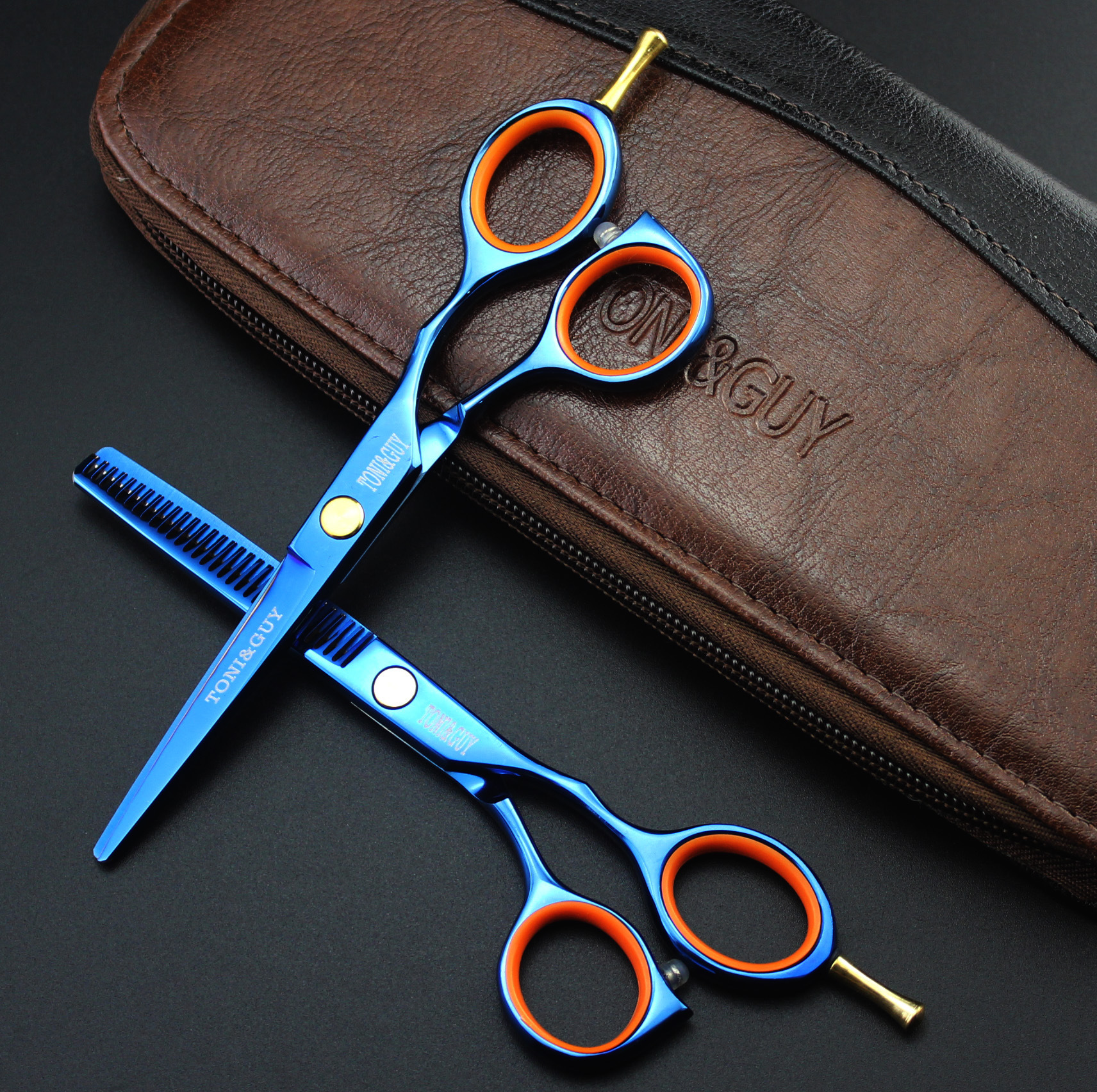 5寸 黑,蓝,紫,金色 美发剪 平剪 牙剪 打薄剪