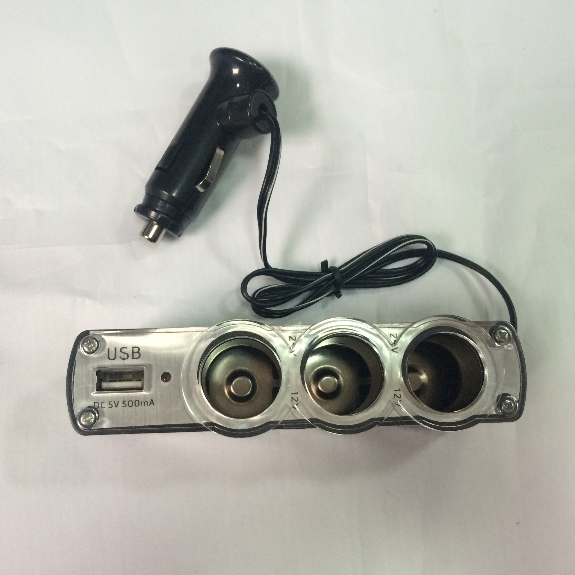 汽车一拖三点烟器 wf-0120多功能插座 带usb多孔转换器车载充电器