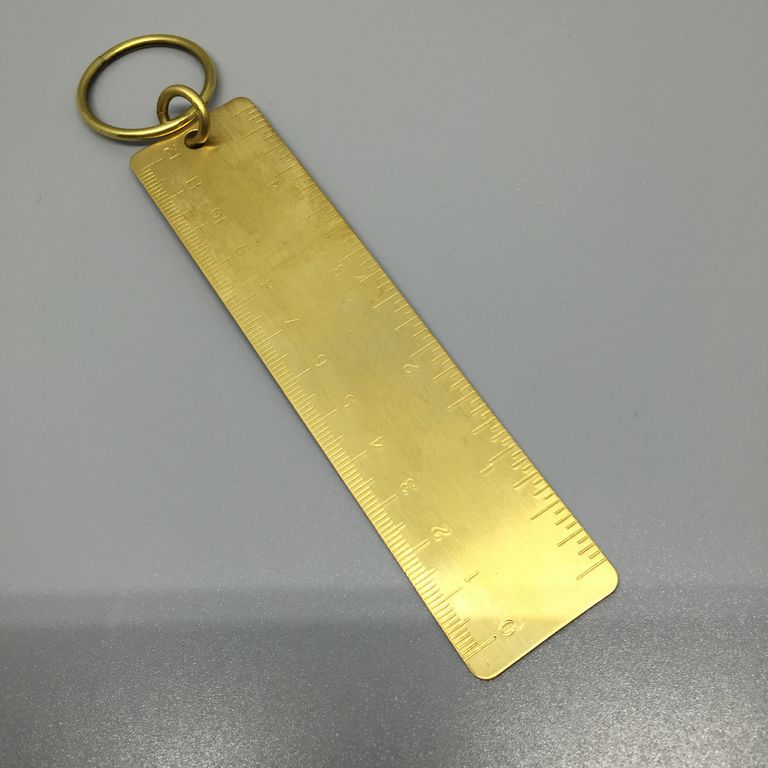 黄铜文具 铜尺铜环 迷你edc工具刻度尺 便携式复古纯铜书签