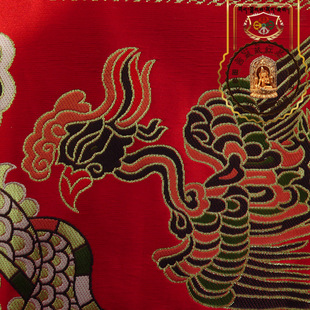 西藏红藏式特色红底藏龙藏凤传统图案进口高档丝绸布料diy装饰布
