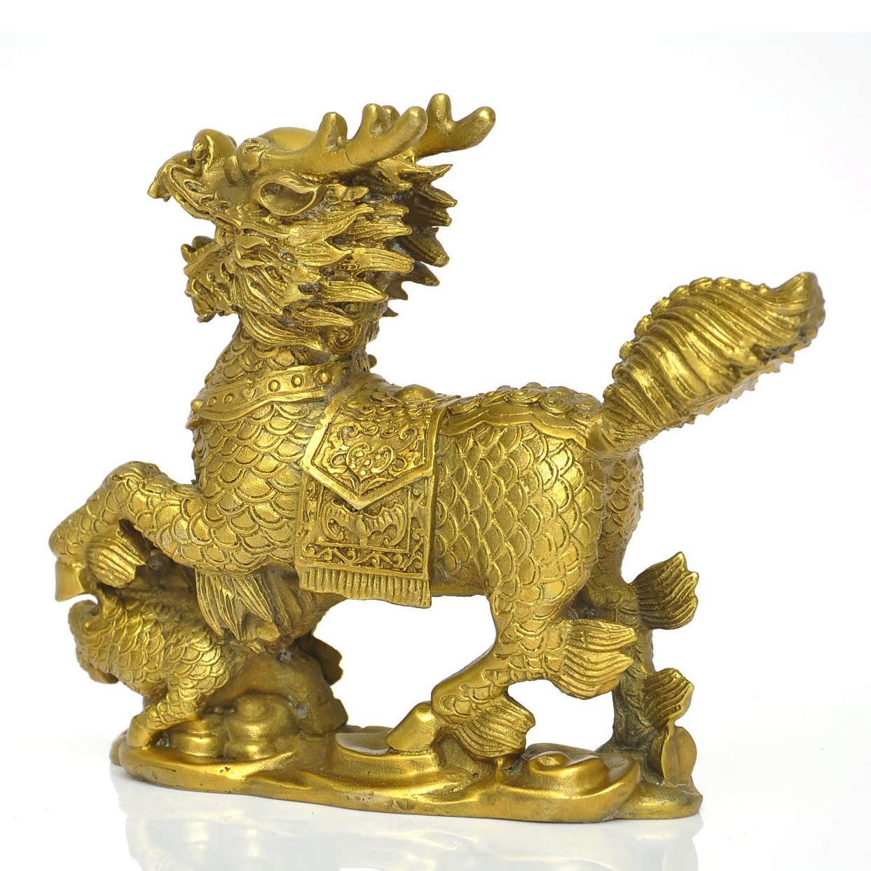 文王风水厂家批发铜器铜戏珠铜麒麟小型摆件店铺开业风水吉祥物