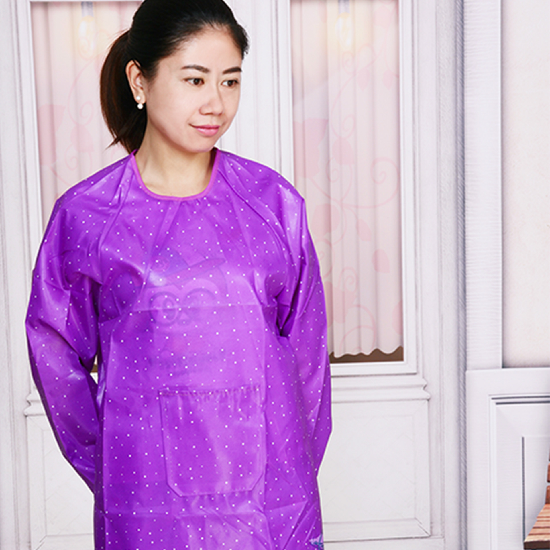 成人罩衣 大人反穿衣罩 衫厨房防水围裙长袖防油防污