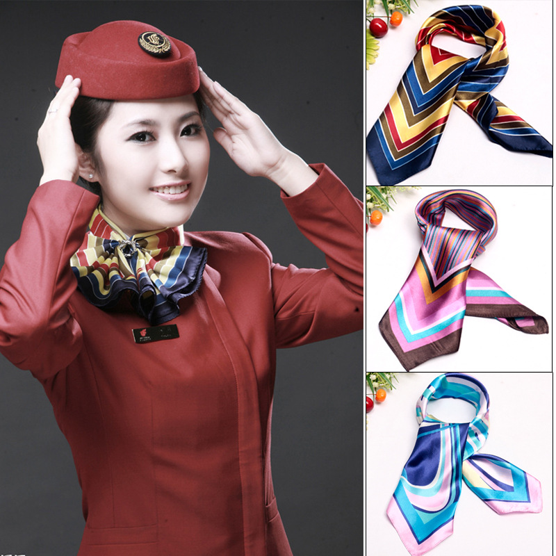 职业装丝巾空姐银行移动工作服装饰真丝女百变印花围巾中小方巾60
