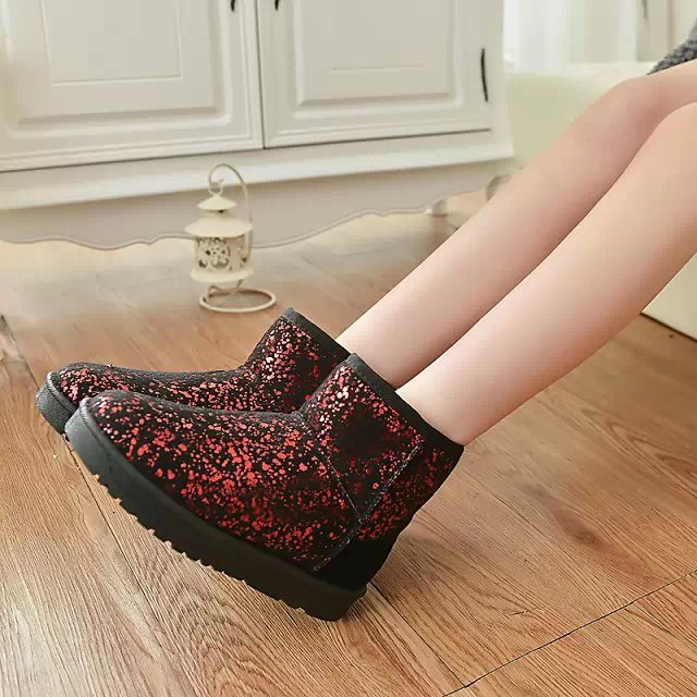 2015冬季防水透气金银亮色雪地靴女中筒靴厂家直销_matc