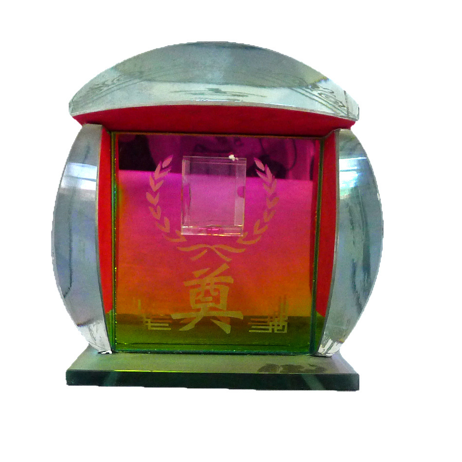 殡葬用品厂家七彩水晶骨灰盒万古长青k9彩色水晶棺材批