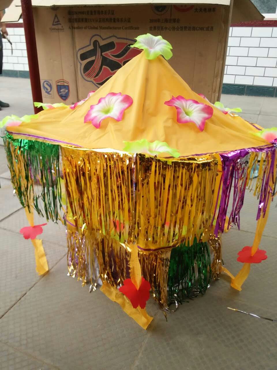 厂家现货供应黄罗伞 批发殡葬用品 80cm双层新品六角伞 殡葬用品