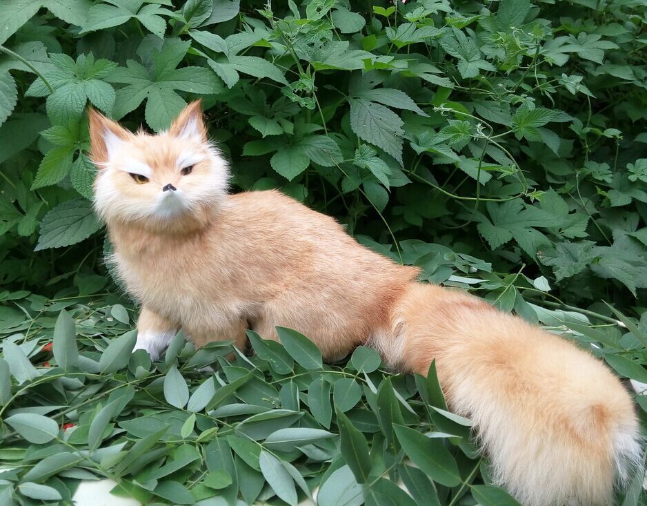 厂家直销 仿真黄狐狸 仿真皮毛动物 手工艺品 摆件 黄狐仙 供品