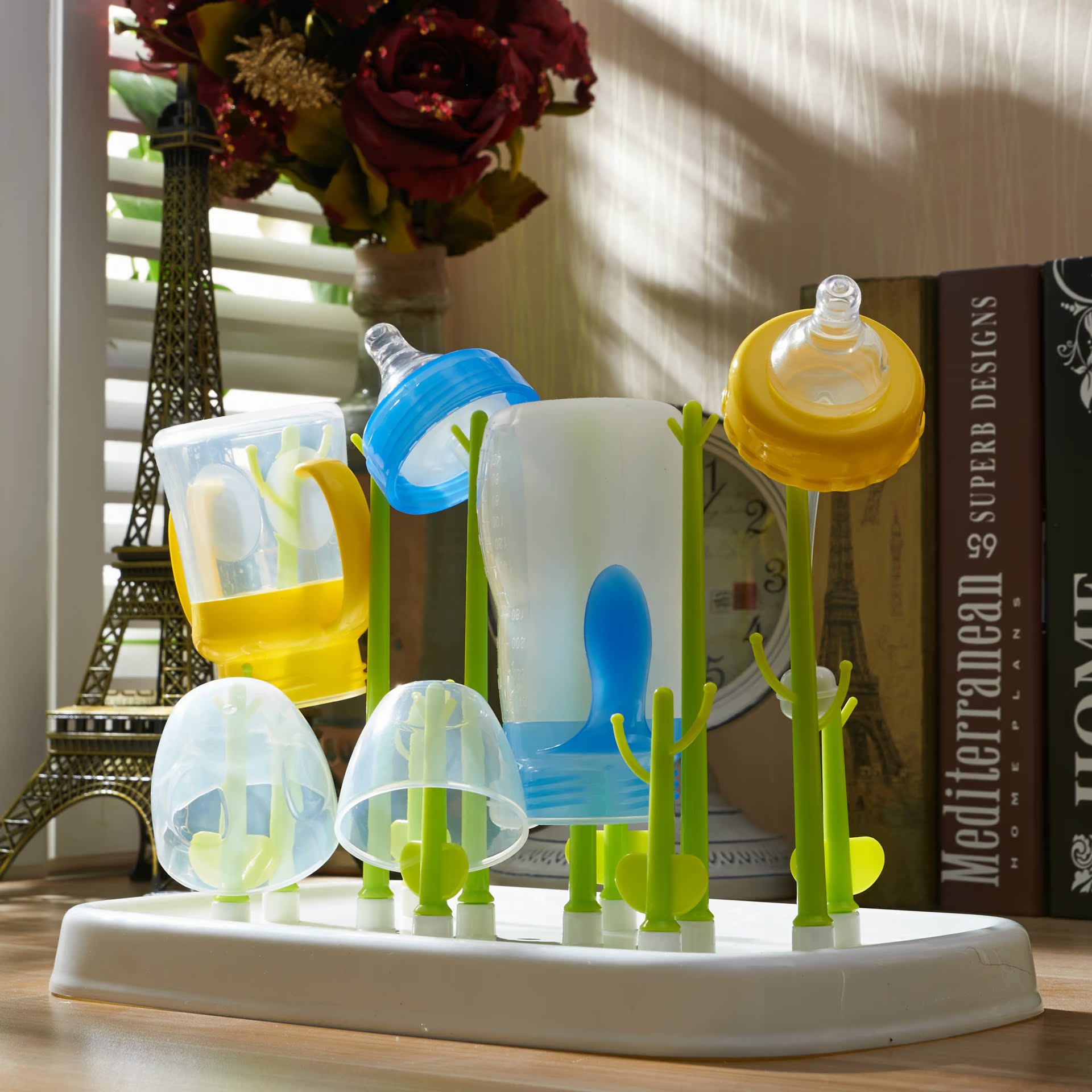 批发婴幼儿奶瓶架 抗菌树形晾干晾晒架 支架可收纳便携奶瓶干燥架